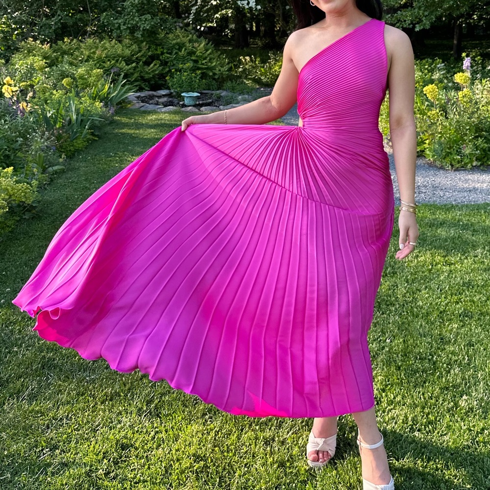 Asymmetrical pleated dress